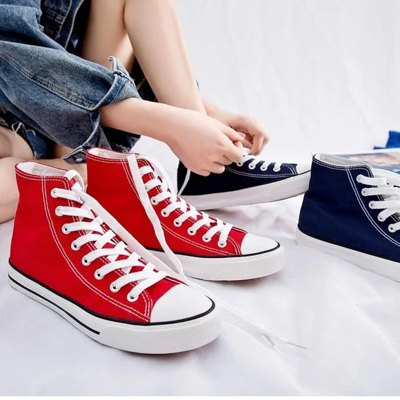 Canvas Sneakers High Top Lace ups Casual Walking Shoes Canvas Shoes - Picture 3 of 8